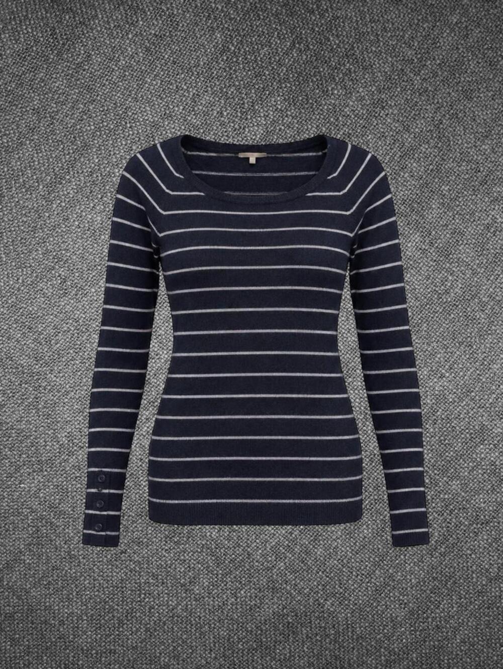 Gap Navy Blue Striped Long Sleeve Button Cuff Sweater